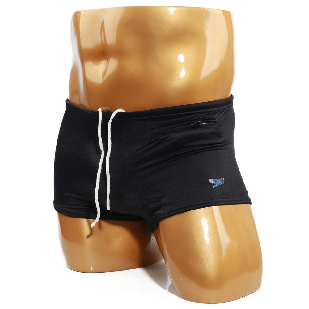 730206 Speedo Solid Zipper Pocket Black size medium mens